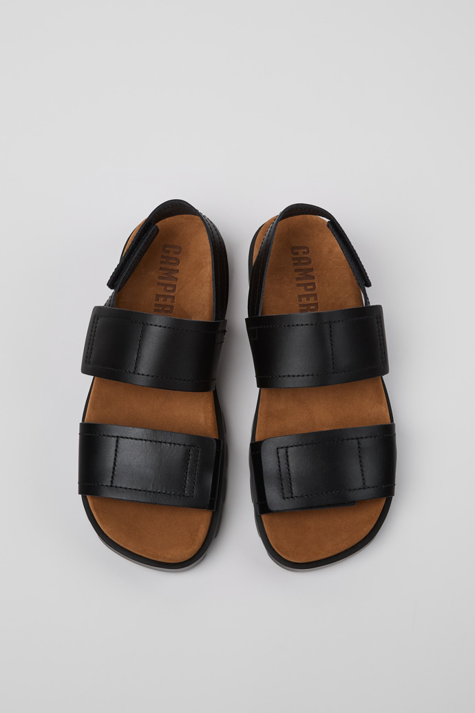 Overhead view of Brutus Sandal Black Leather Sandals for Women.