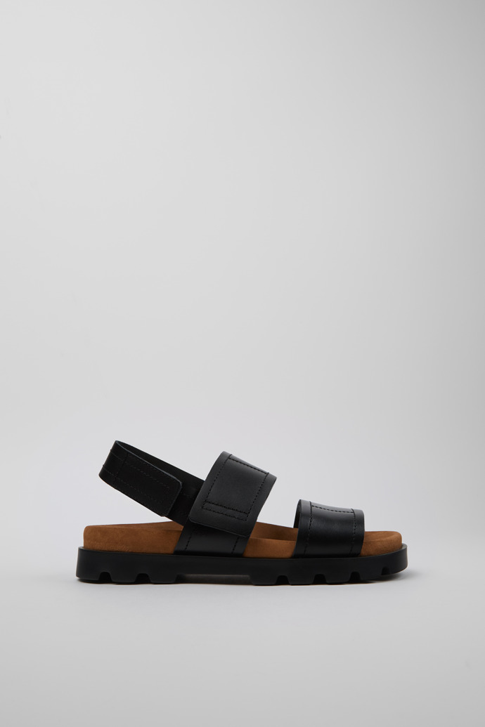 Side view of Brutus Sandal Black Leather Sandals for Women.