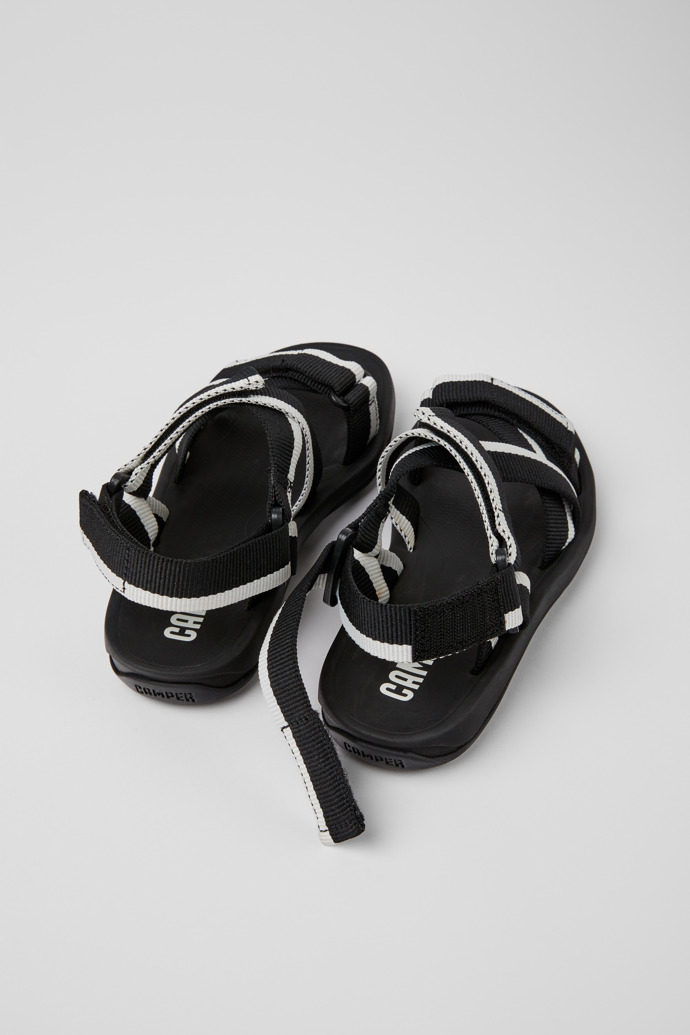 Back view of Match Black and white recycled PET sandals for women