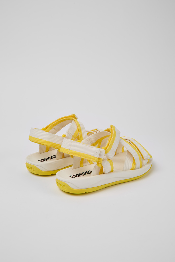 Back view of Match White and yellow recycled PET sandals for women