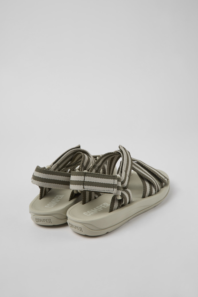 Back view of Match Gray and green textile sandals for women