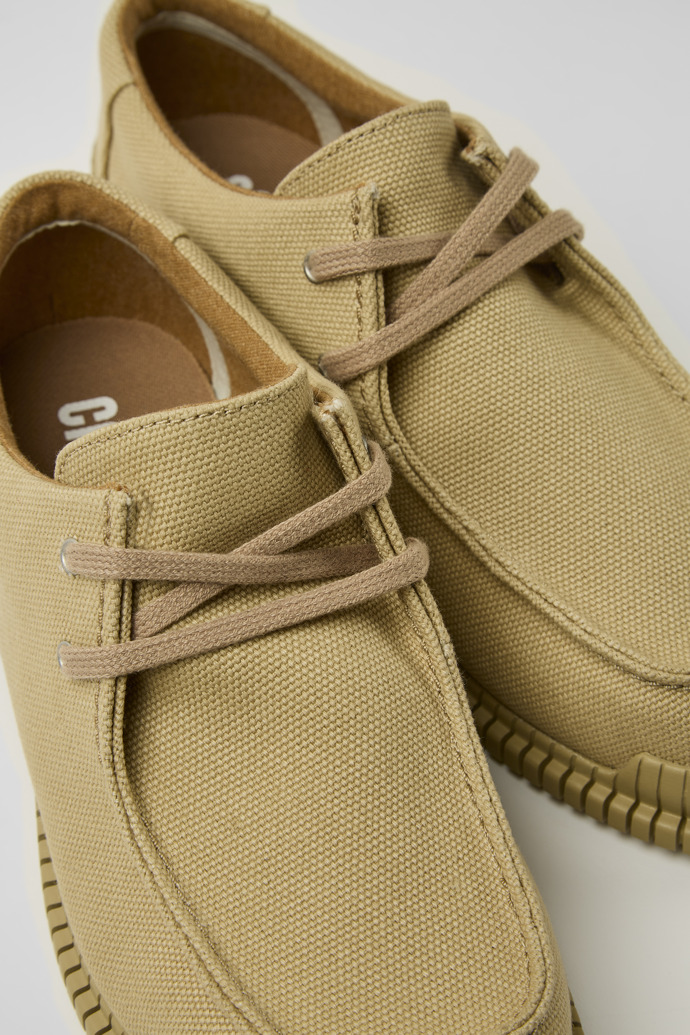 Close-up view of Pix Beige recycled cotton shoes for women