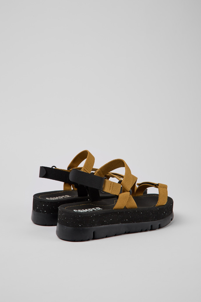 Back view of Oruga Up Brown recycled PET sandals for women