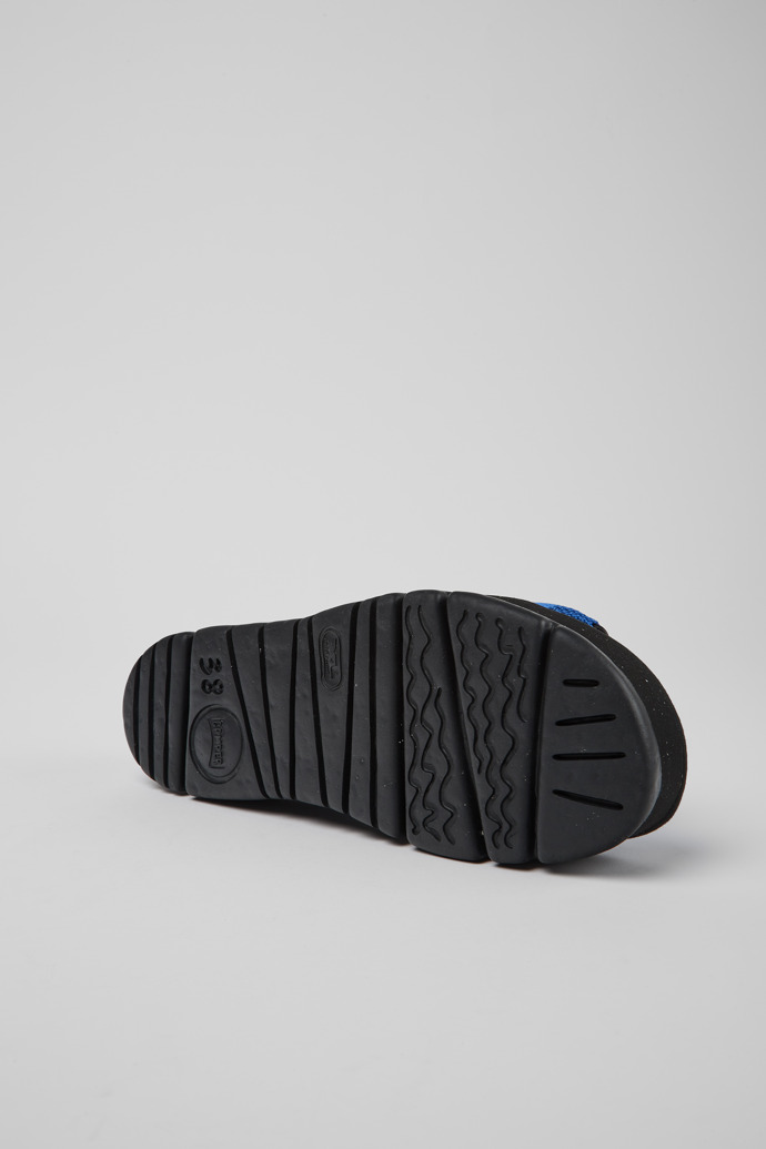 The soles of Oruga Up Blue recycled PET sandals for women