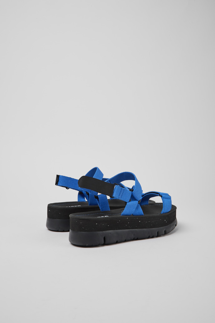 Back view of Oruga Up Blue recycled PET sandals for women