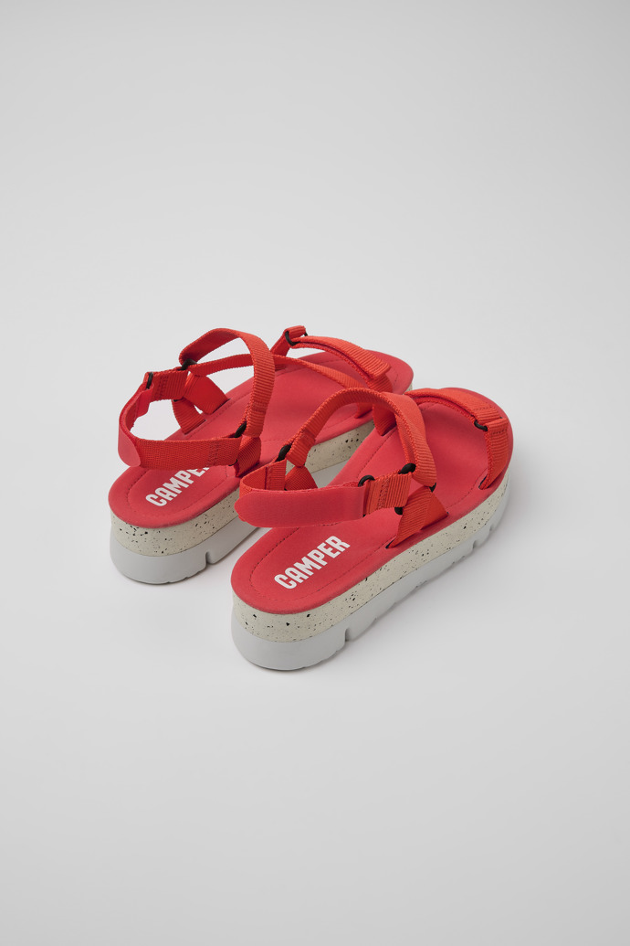 Back view of Oruga Up Red recycled PET sandals for women