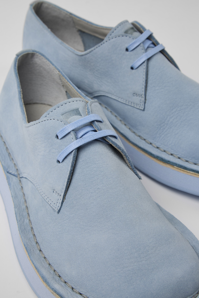 Close-up view of Brothers Polze Blue leather shoes for women