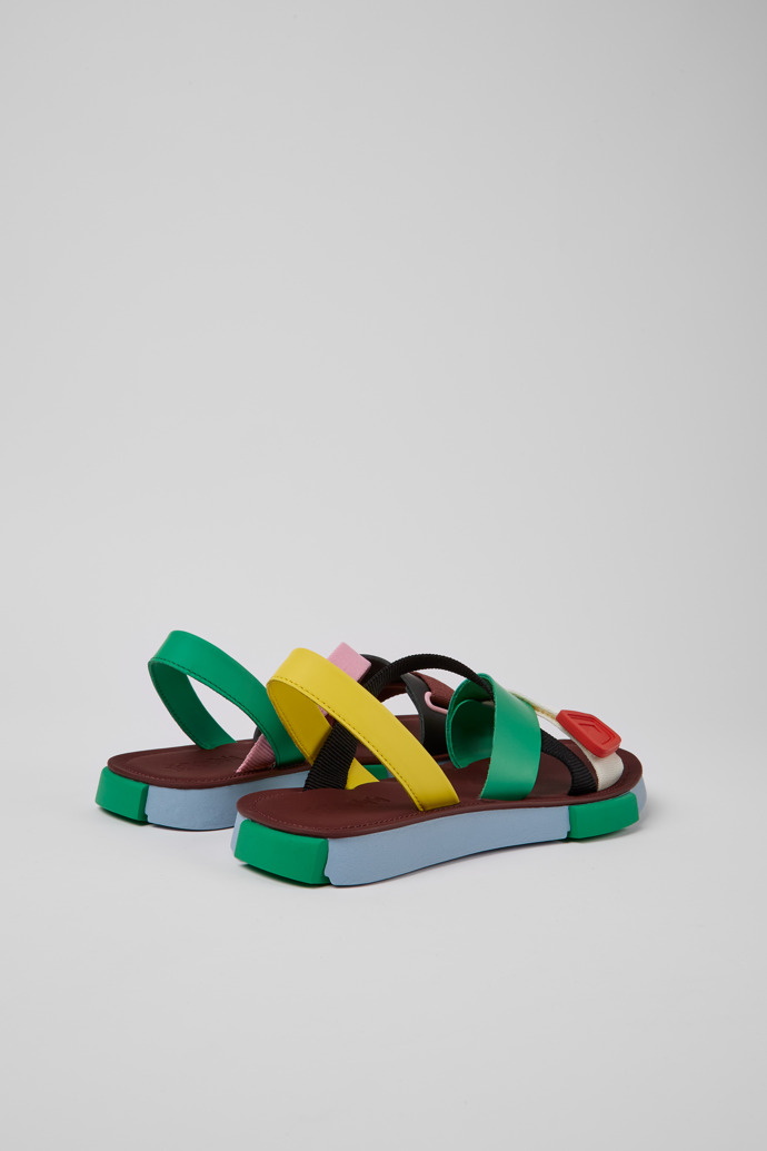 Back view of Twins Multicolored leather sandals for women