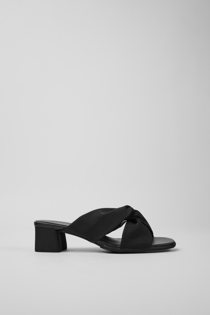 Side view of Katie Black recycled PET sandals for women