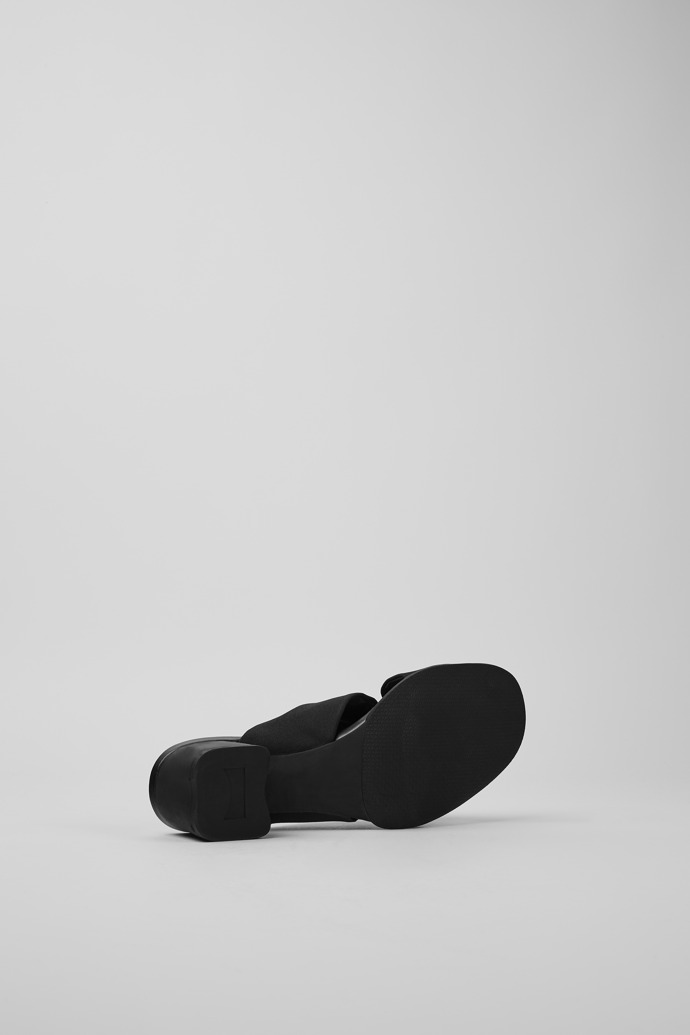 The soles of Katie Black recycled PET sandals for women