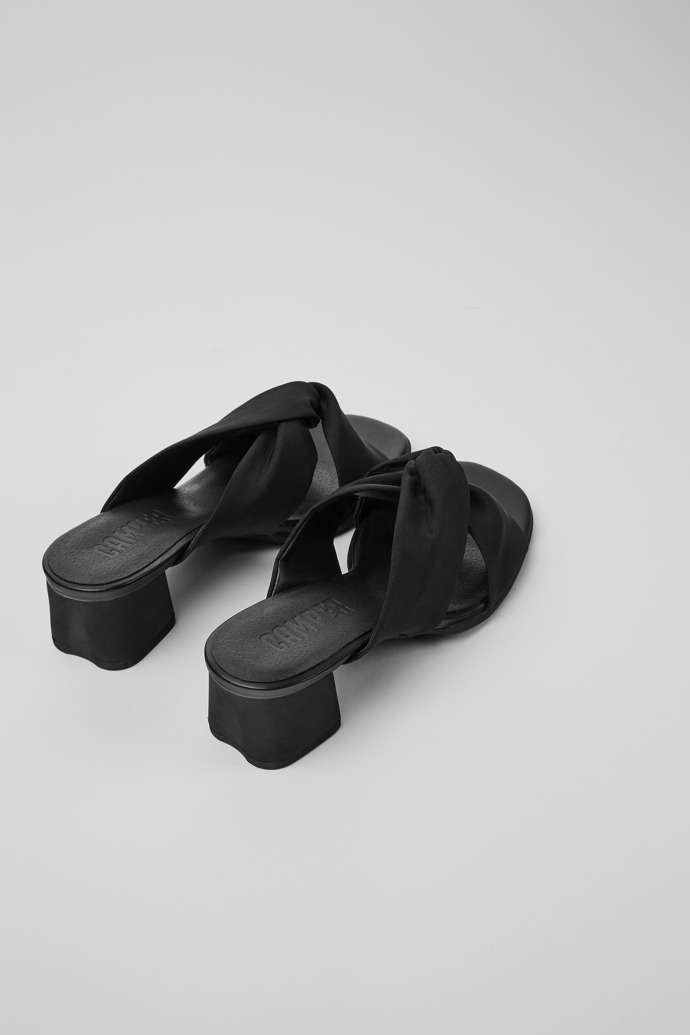 Back view of Katie Black recycled PET sandals for women