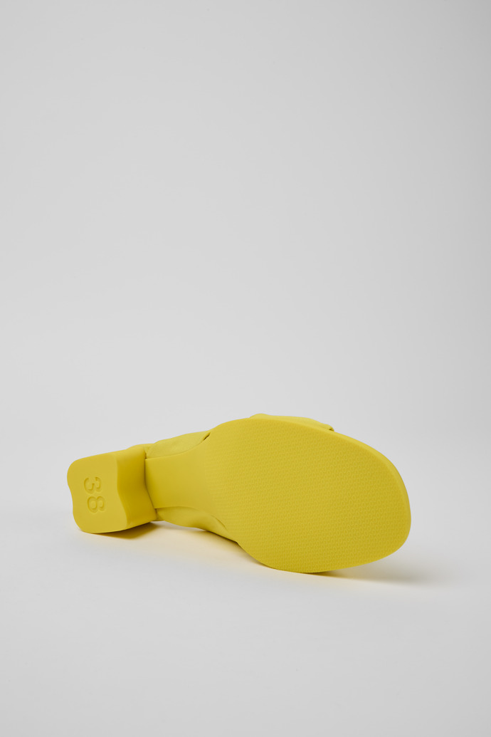 The soles of Katie Yellow recycled PET sandals for women