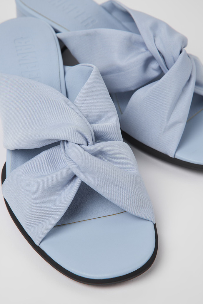 Close-up view of Katie Blue textile sandals for women