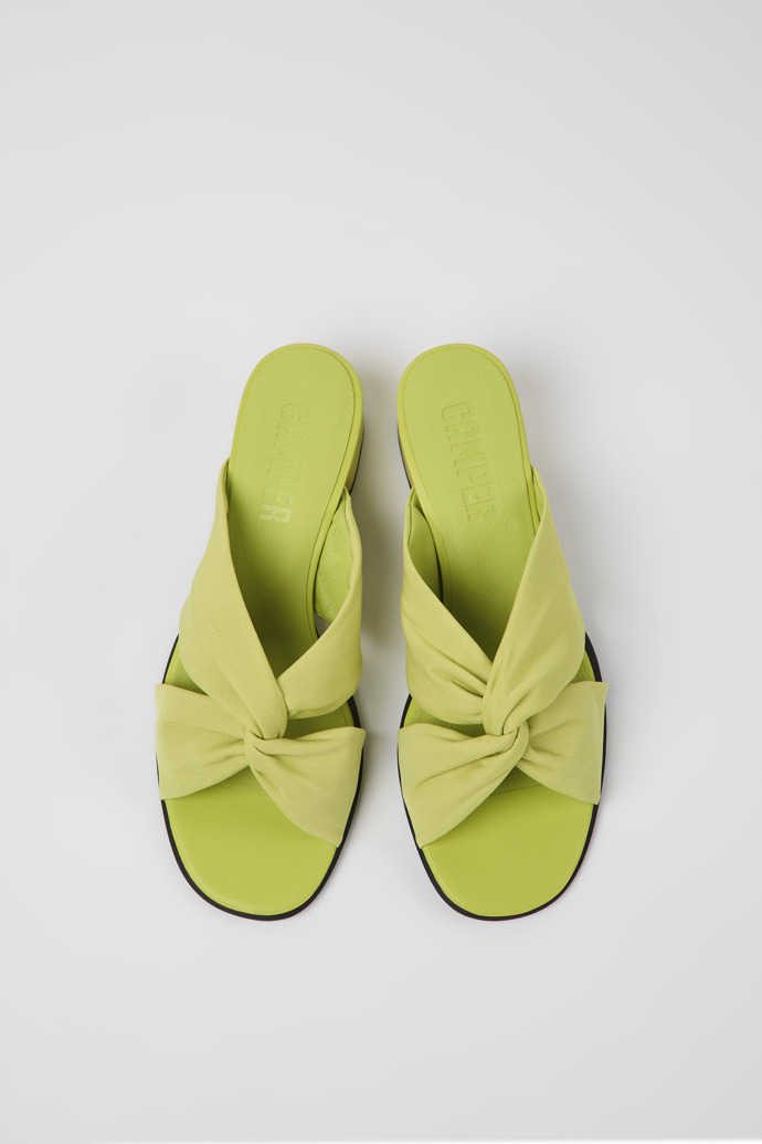 Overhead view of Katie Green textile sandals for women