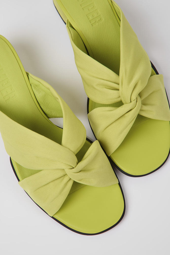 Close-up view of Katie Green textile sandals for women