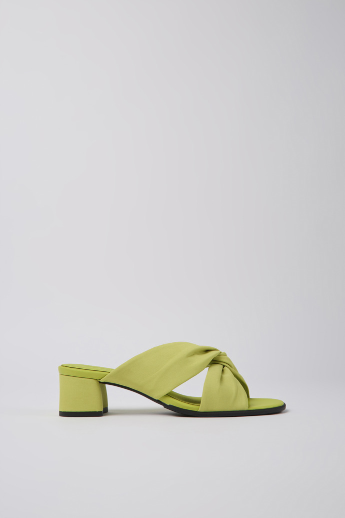 Side view of Katie Green textile sandals for women