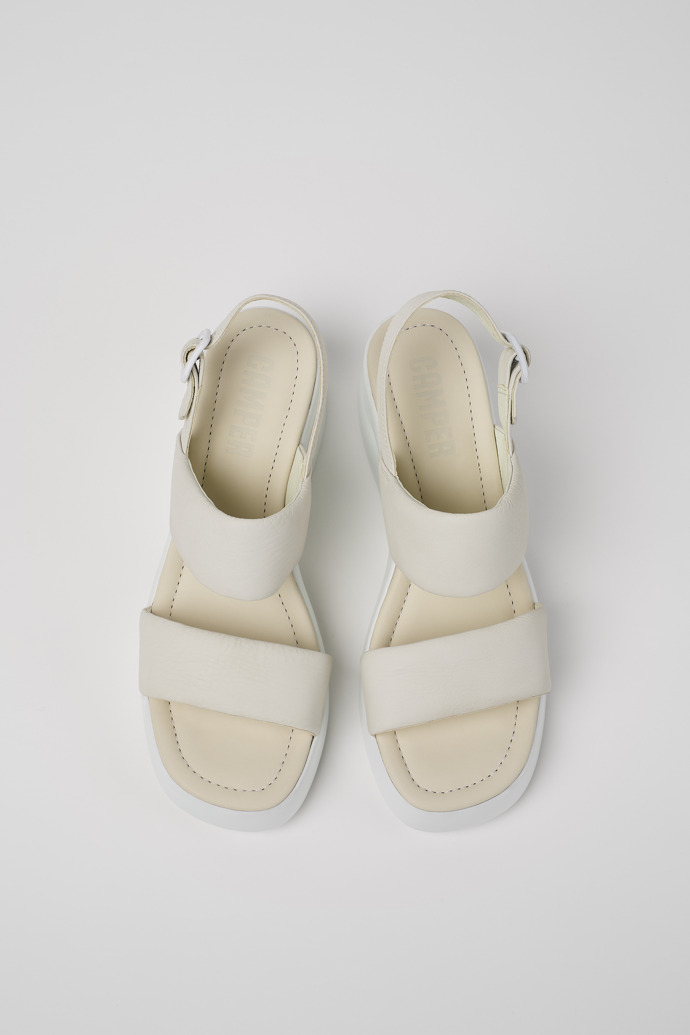Kaah White leather sandals for women modelin üstten görünümü