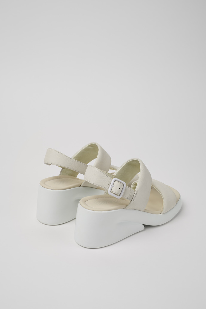 Back view of Kaah White leather sandals for women