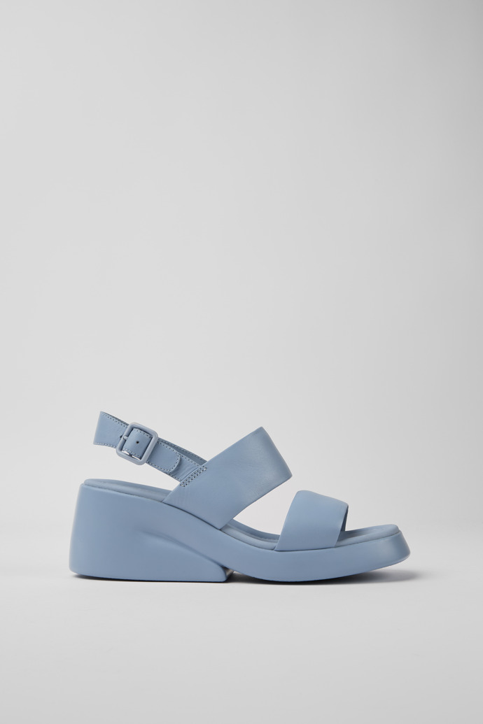 Side view of Kaah Blue leather sandals for women