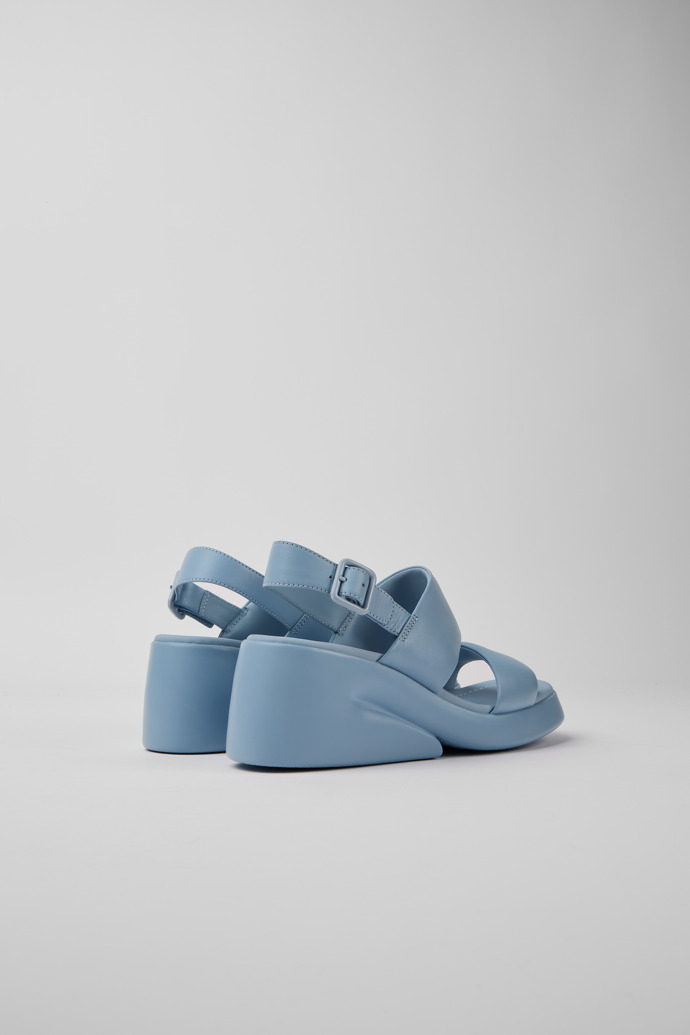 Back view of Kaah Blue leather sandals for women