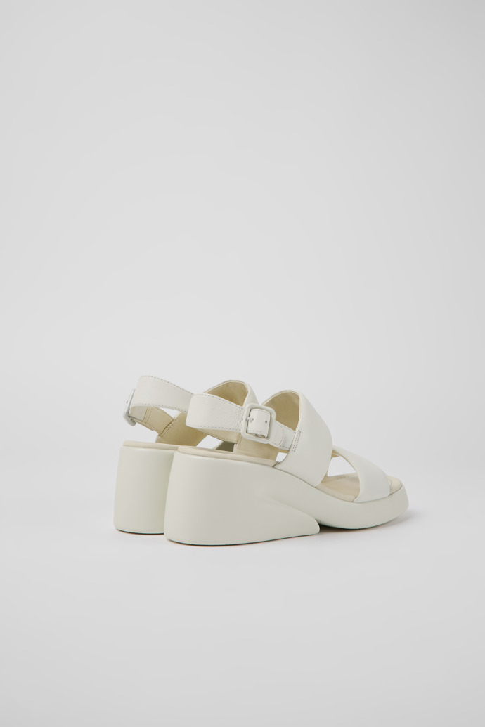 Back view of Kaah White leather sandals for women