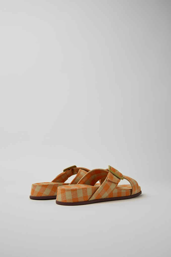 Back view of Atonik Orange and beige sandals for women