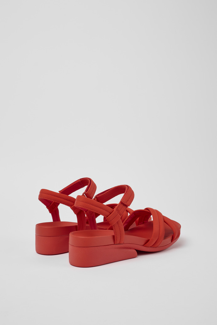 Back view of Minikaah Red recycled PET and nylon sandals for women