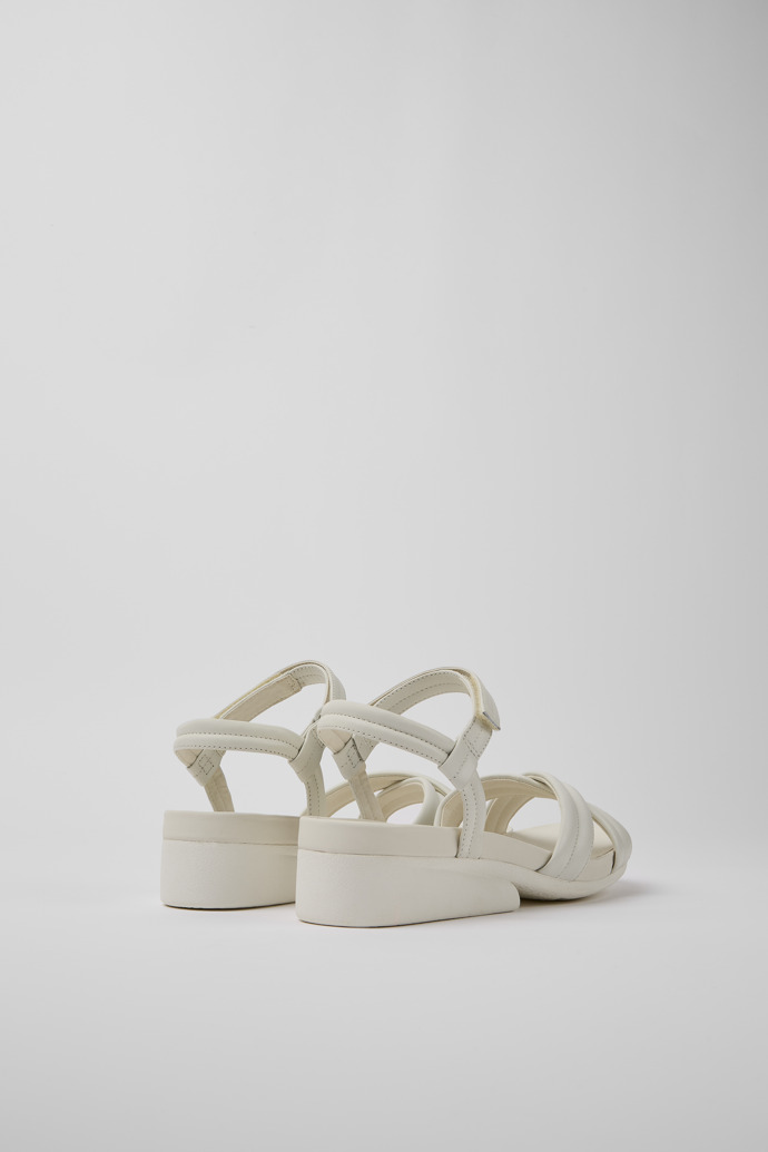 Back view of Minikaah White leather sandals for women