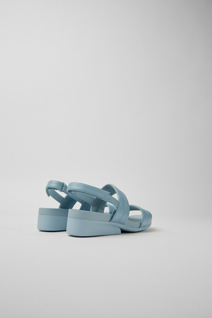 Back view of Minikaah Blue leather sandals for women