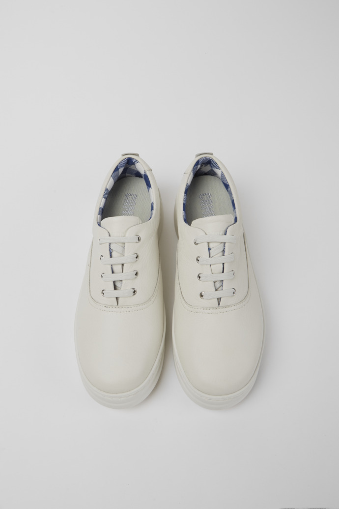 Overhead view of Runner Up White leather sneakers for women