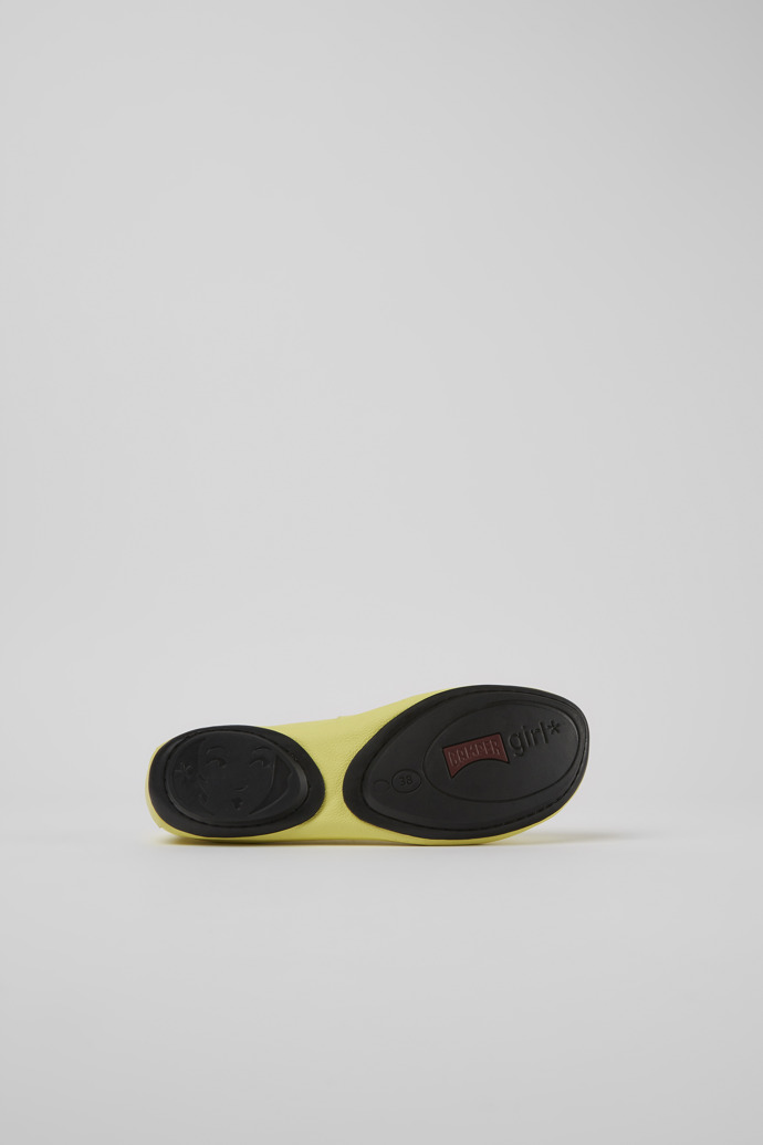 The soles of Right Yellow leather ballerina flats for women