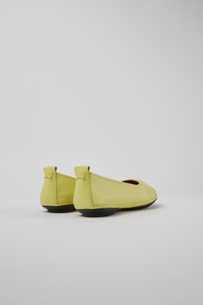 Back view of Right Yellow leather ballerina flats for women