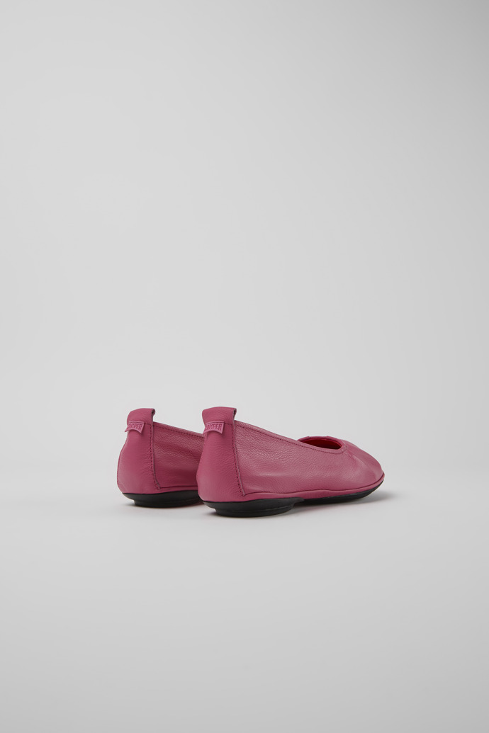 Back view of Right Pink leather ballerina flats for women