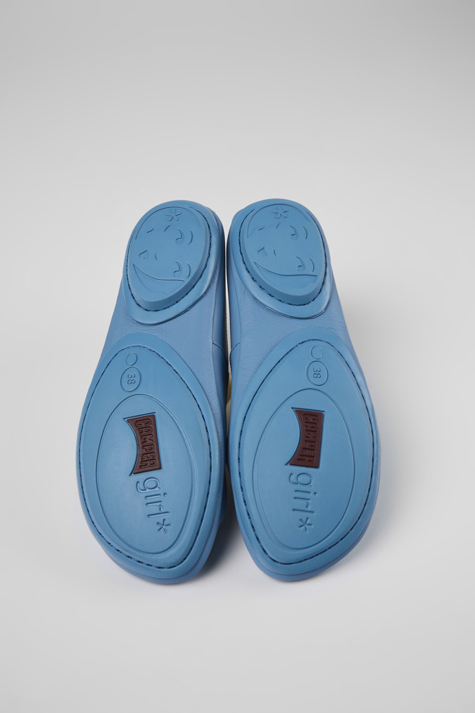 The soles of Right Blue leather ballerinas for women