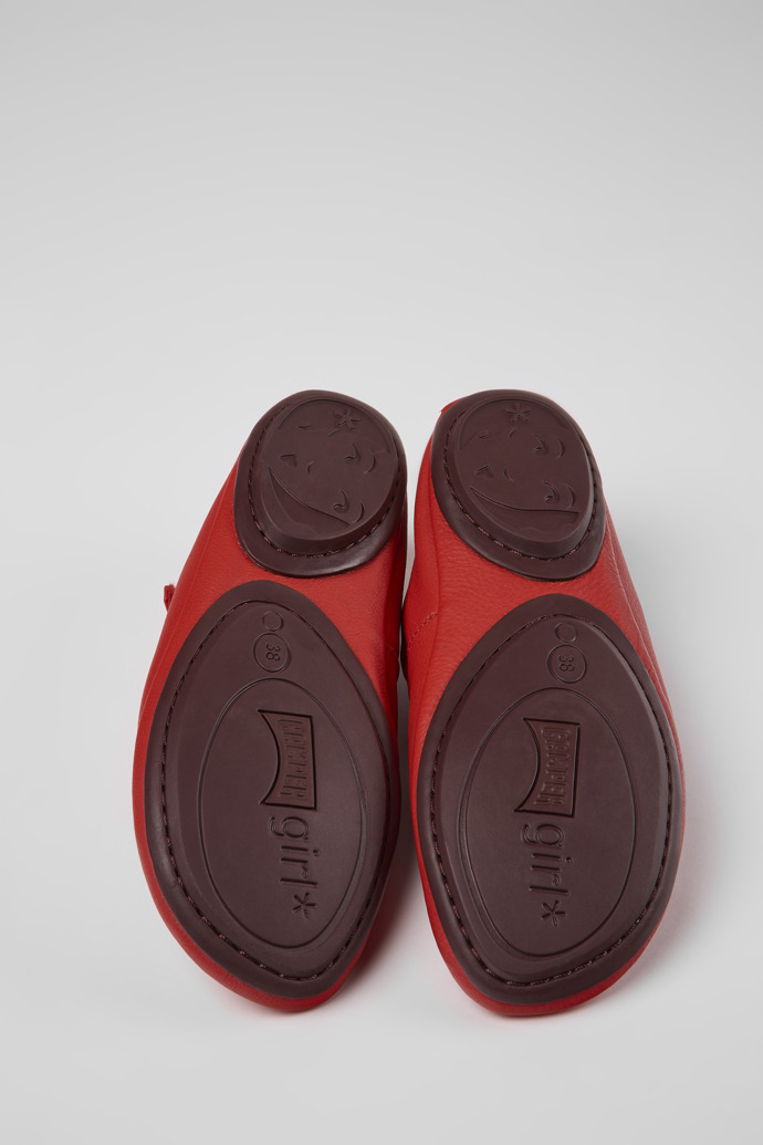 The soles of Right Red leather shoes for women