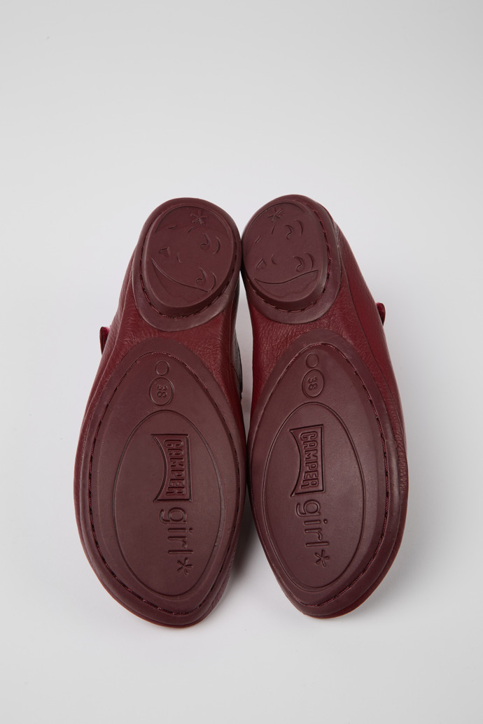 The soles of Right Burgundy leather ballerina flats for women