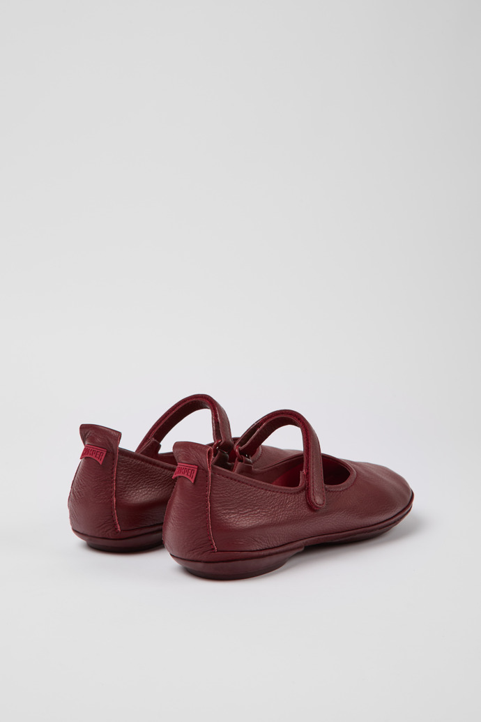 Back view of Right Burgundy leather ballerina flats for women