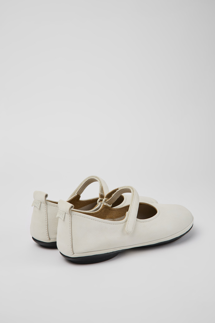 Back view of Right White leather ballerinas for women