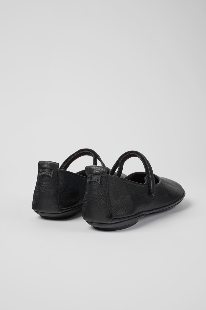 Back view of Right Black leather ballerinas for women