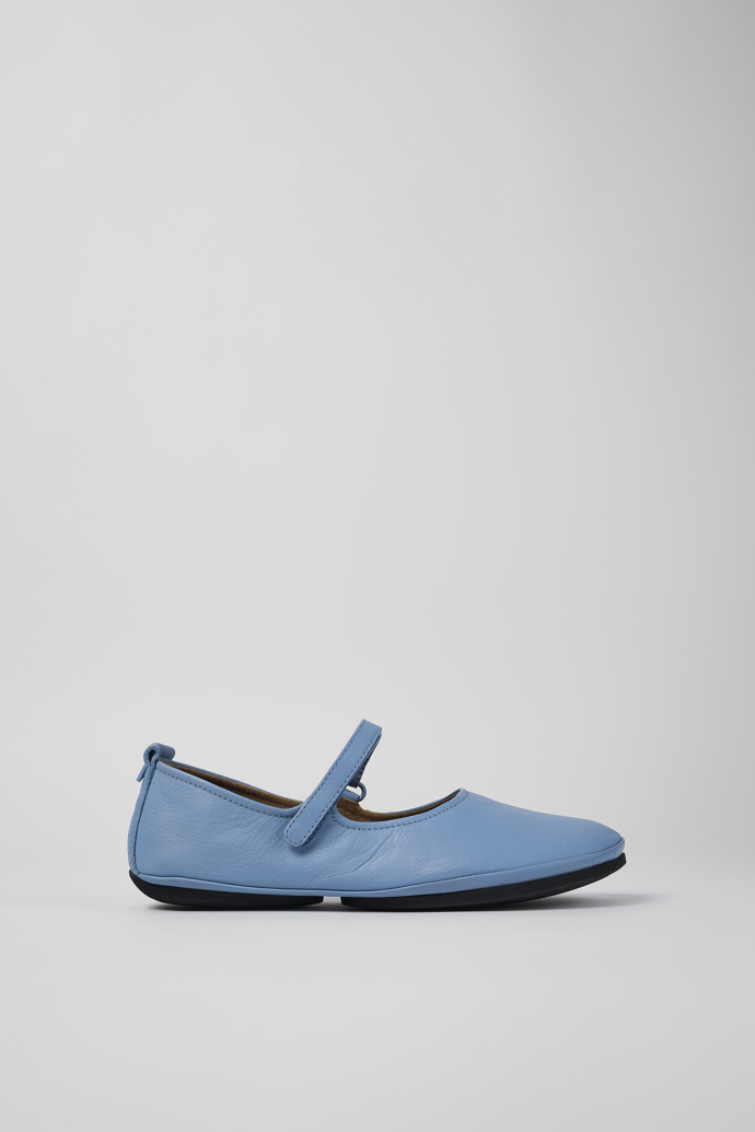 Side view of Right Blue Leather Mary Jane for Women