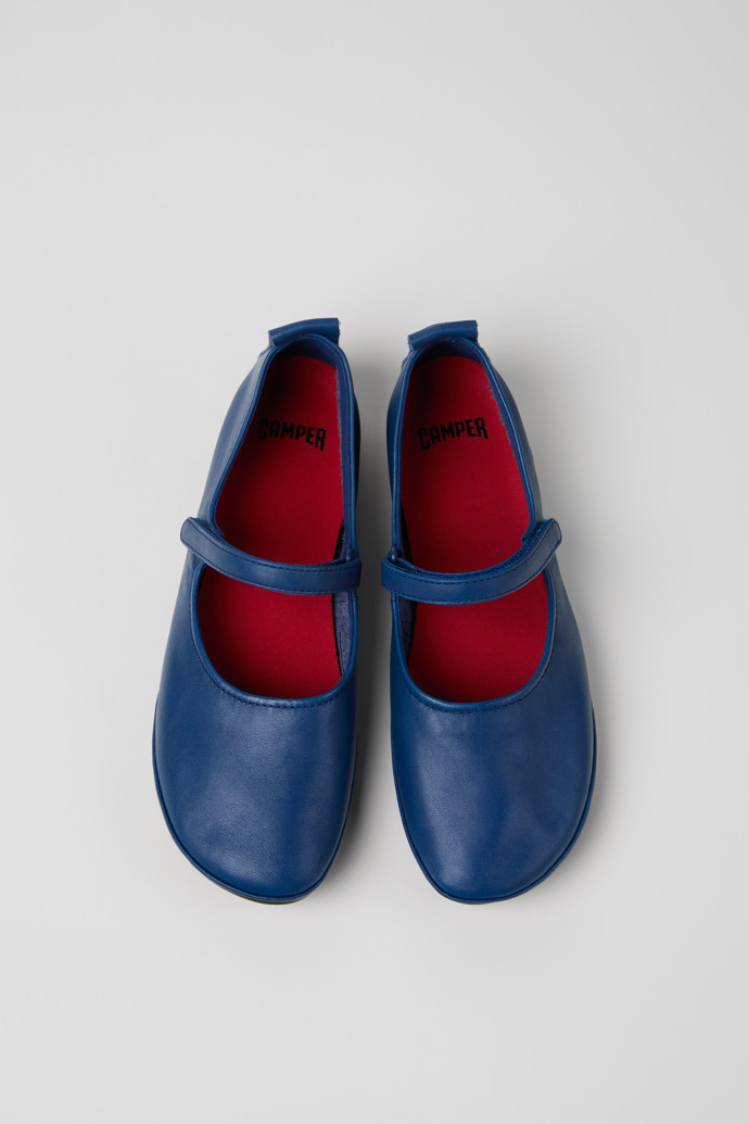 Overhead view of Right Nina Blue Leather Ballerinas for Women.