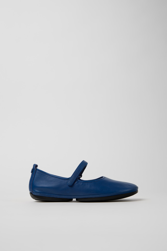 Side view of Right Nina Blue Leather Ballerinas for Women.