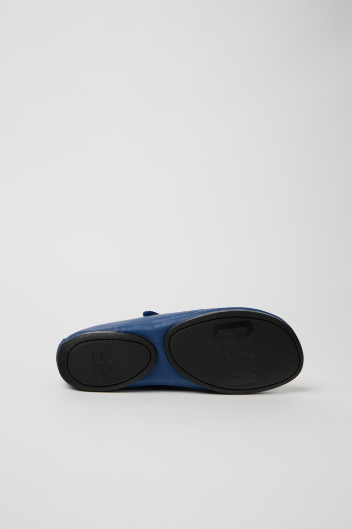 The soles of Right Nina Blue Leather Ballerinas for Women.