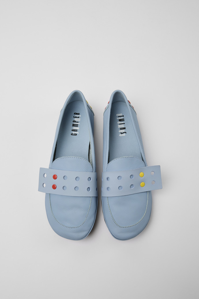 Overhead view of Twins Light blue leather women's shoes