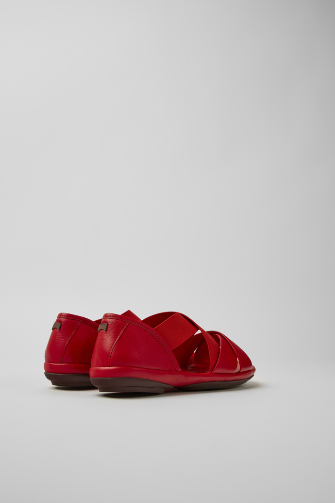 Back view of Right Red leather sandals for women