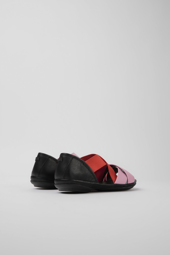Back view of Twins Pink and red leather sandals for women