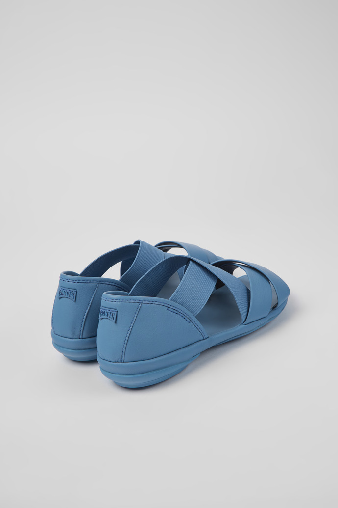 Back view of Right Blue leather sandals for women