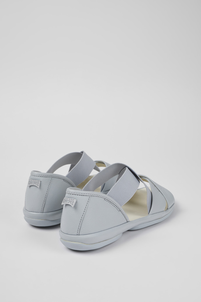 Back view of Right Gray Leather Cross-strap Sandal for Women