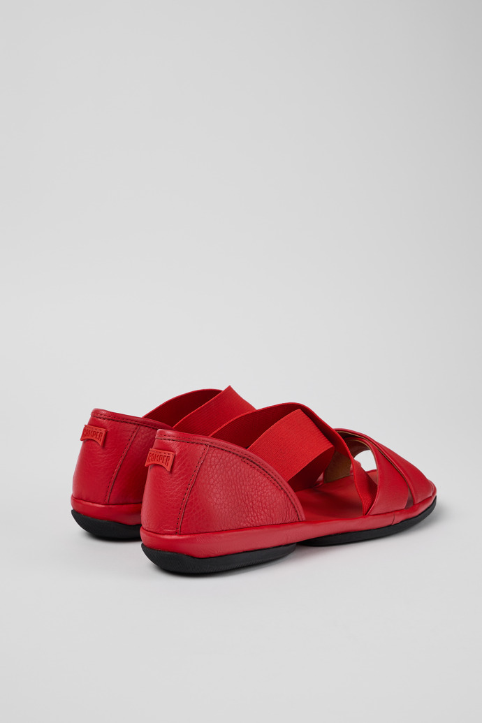 Back view of Right Red Leather Cross-strap Sandal for Women