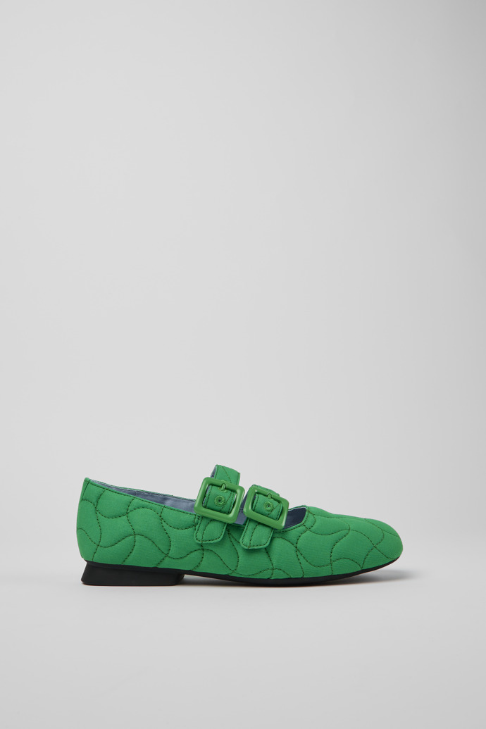Side view of Casi Myra Green recycled PET shoes for women